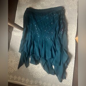 Bebe Teal Skirt with Sequin Detailing